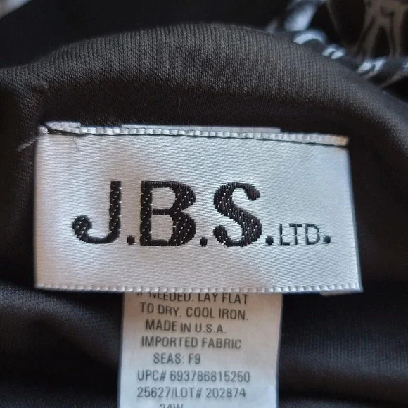 Vintage JBS Ltd. Size 24W Black & White Surplice V-Neck Self-Tie Maxi Dress NWT - Picture 4 of 6